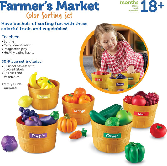 Little Farmer's Harvest: Rainbow Color Sorting & Market Play Set
