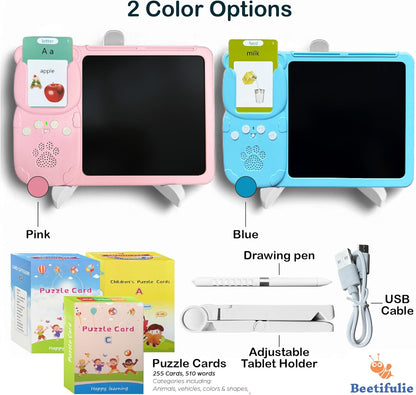 Talking Flash Cards for Toddlers 2-in-1 LCD Writing Tablet Kids