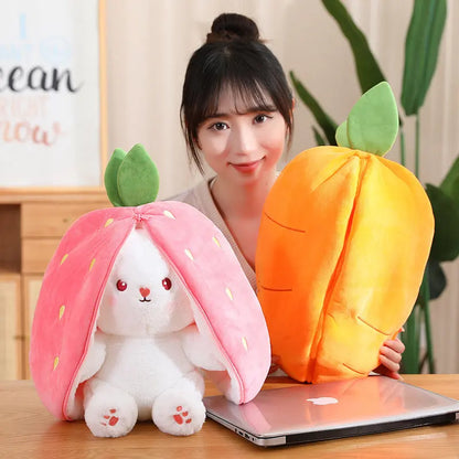 Strawberry Bunny Transformed into Little Rabbit Fruit Doll Plush Toy