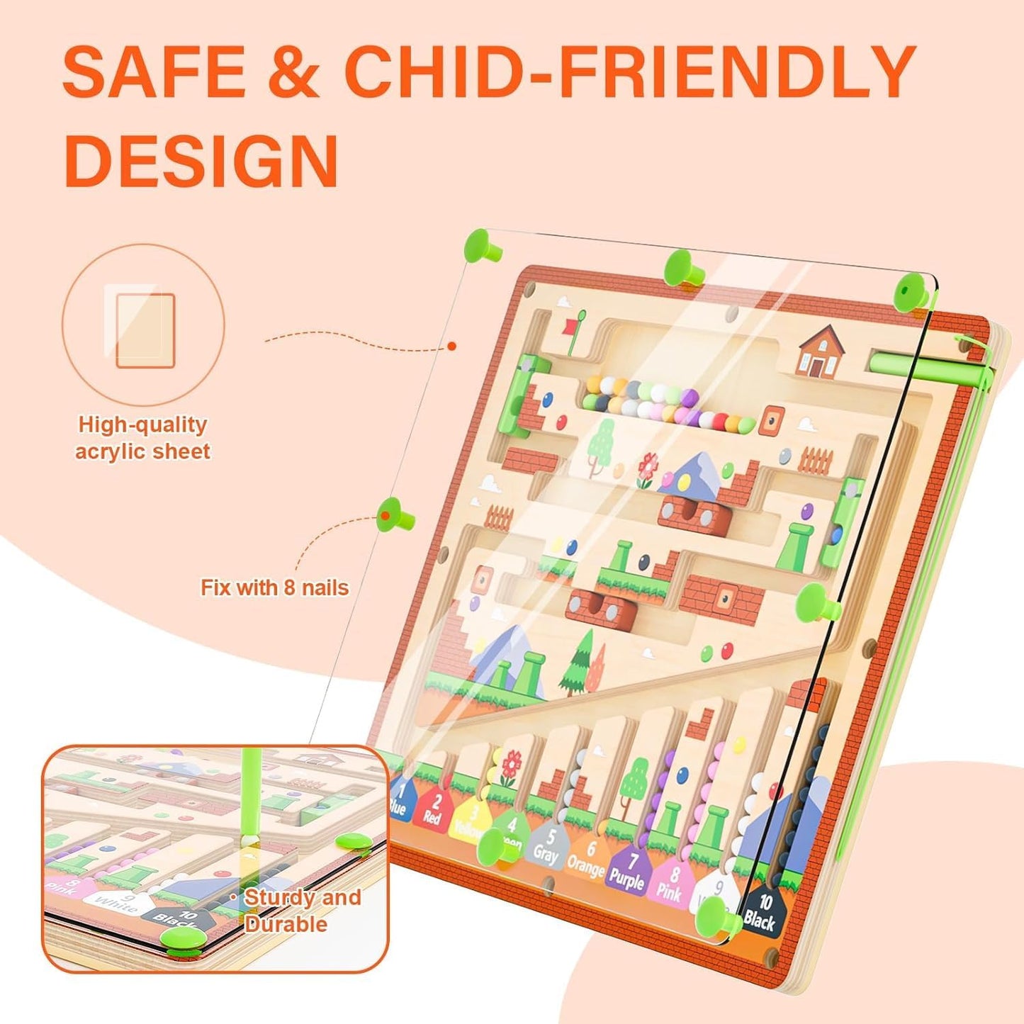 Montessori Wooden Magnetic Color and Number Toys