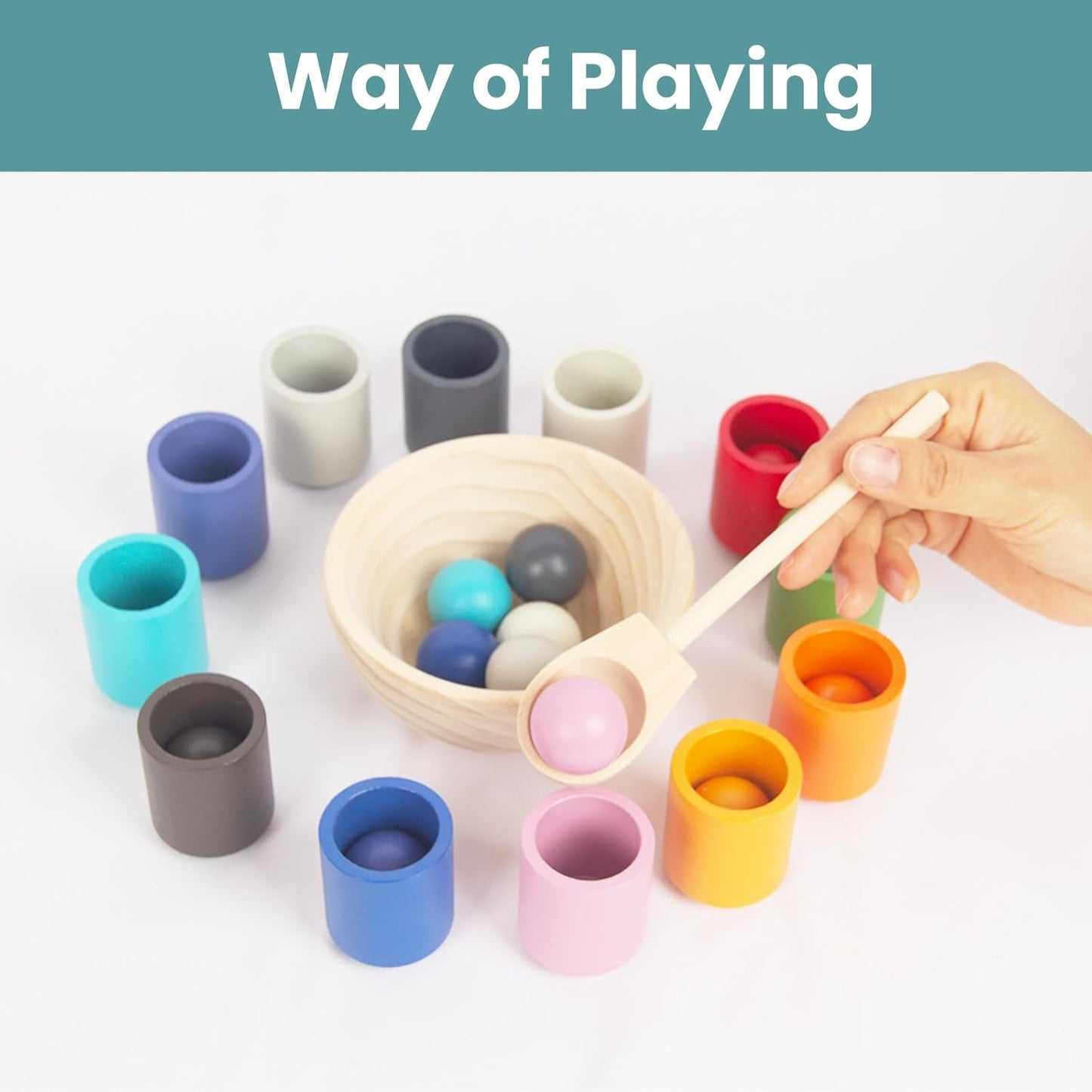 ColorMatch Masters – Montessori Wooden Color & Sorting Cups Set