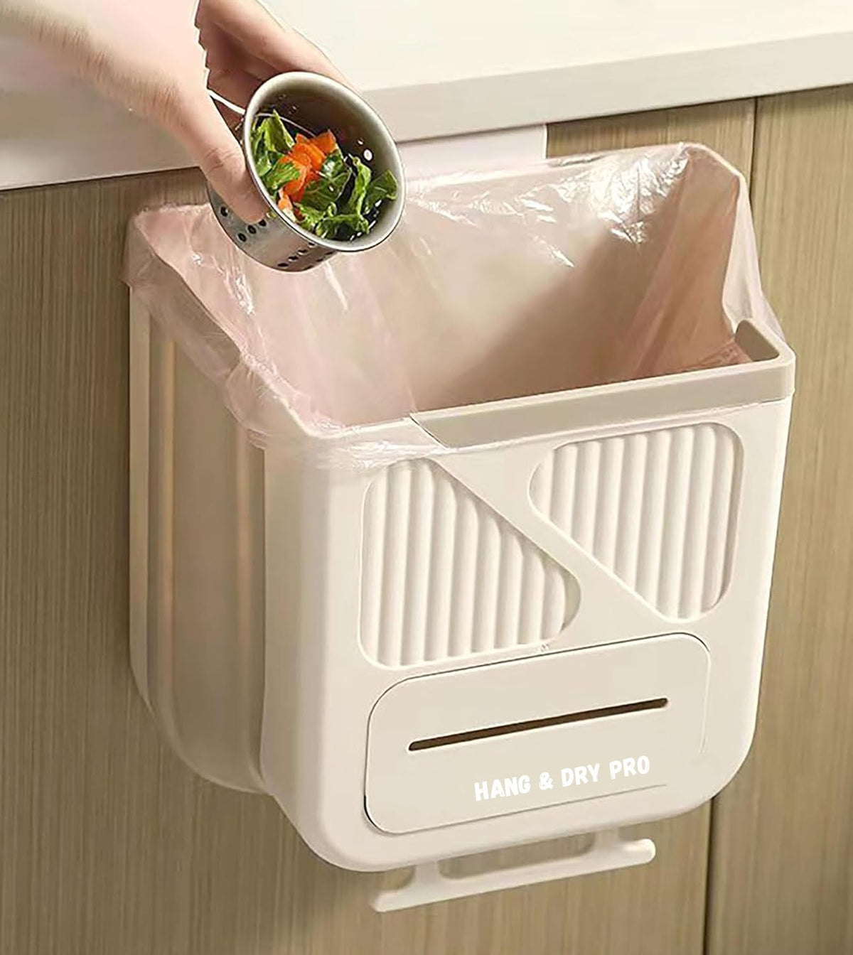 HangBin – Foldable Kitchen Trash Holder – Hanging Dustbin for Cabinet & Wall