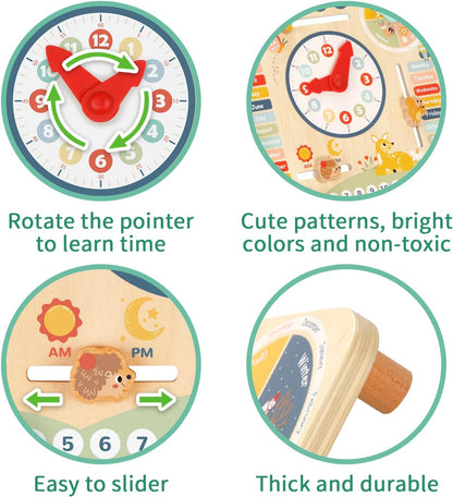 Wooden Montessori Calendar & Clock Board