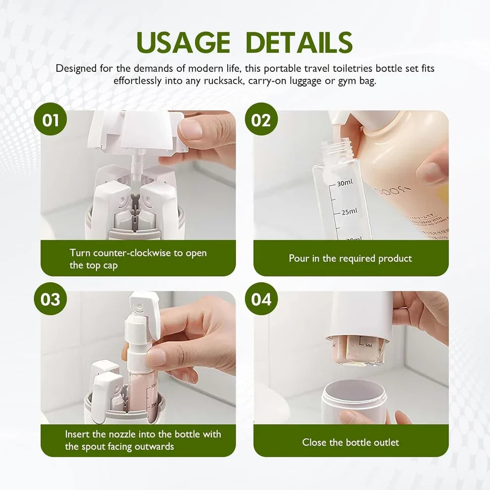 TravelMate – 4-in-1 Refillable Travel Bottle Set