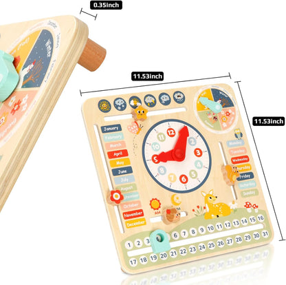 Wooden Montessori Calendar & Clock Board