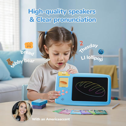 Talking Flash Cards for Toddlers 2-in-1 LCD Writing Tablet Kids