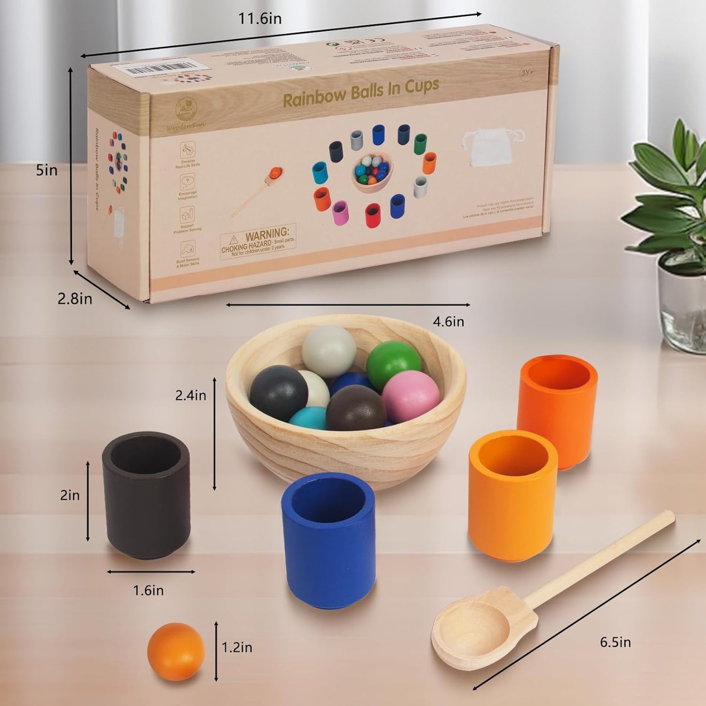ColorMatch Masters – Montessori Wooden Color & Sorting Cups Set