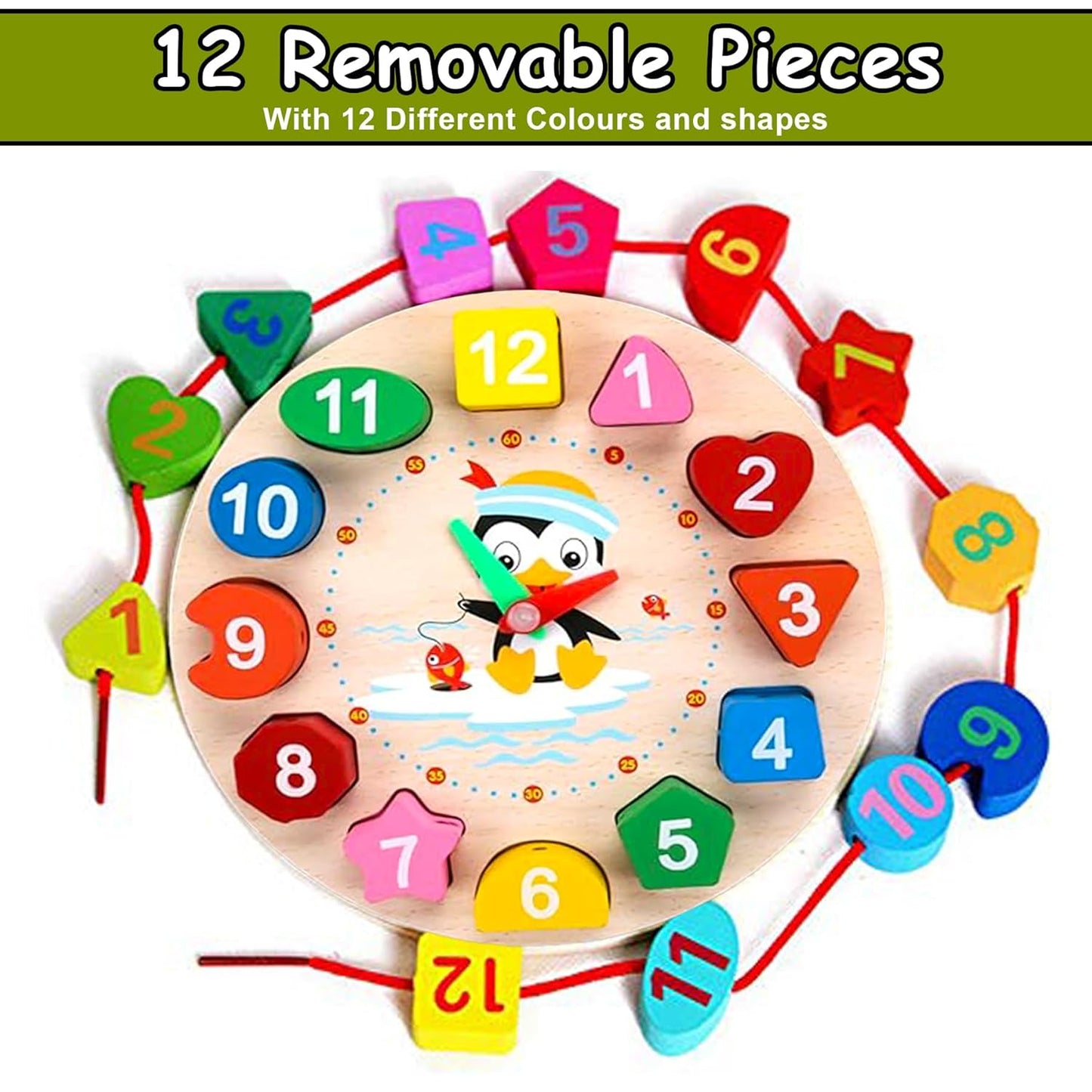 TimeTrek – Montessori Wooden Learning Clock for Kids