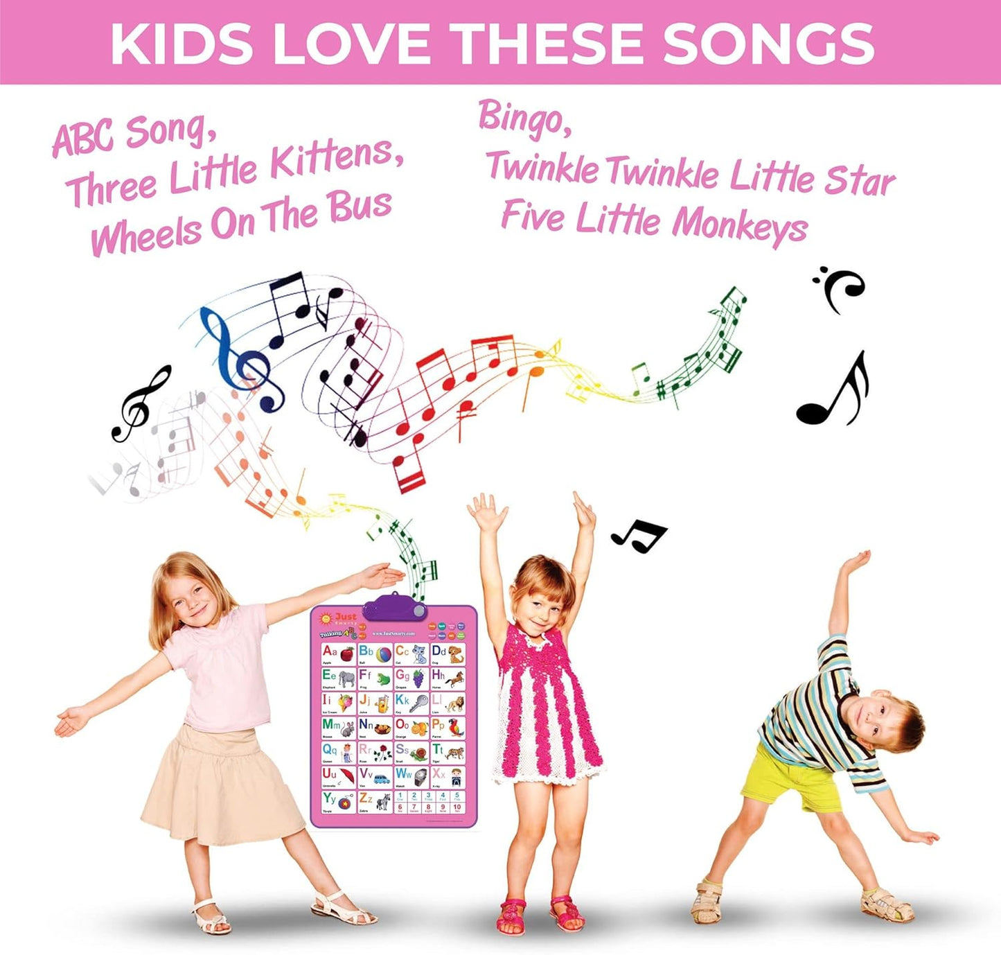 Smart Talking ABCD & 123s & Music Wall Poster For Kids Learning