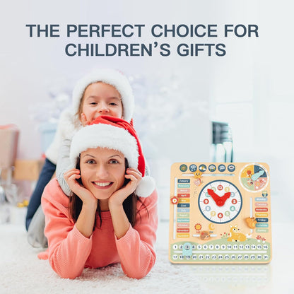 Wooden Montessori Calendar & Clock Board