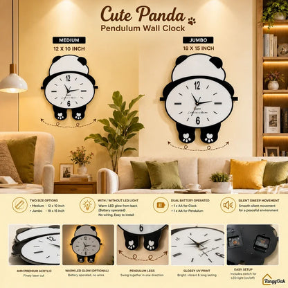 Cute Panda Wall Clock