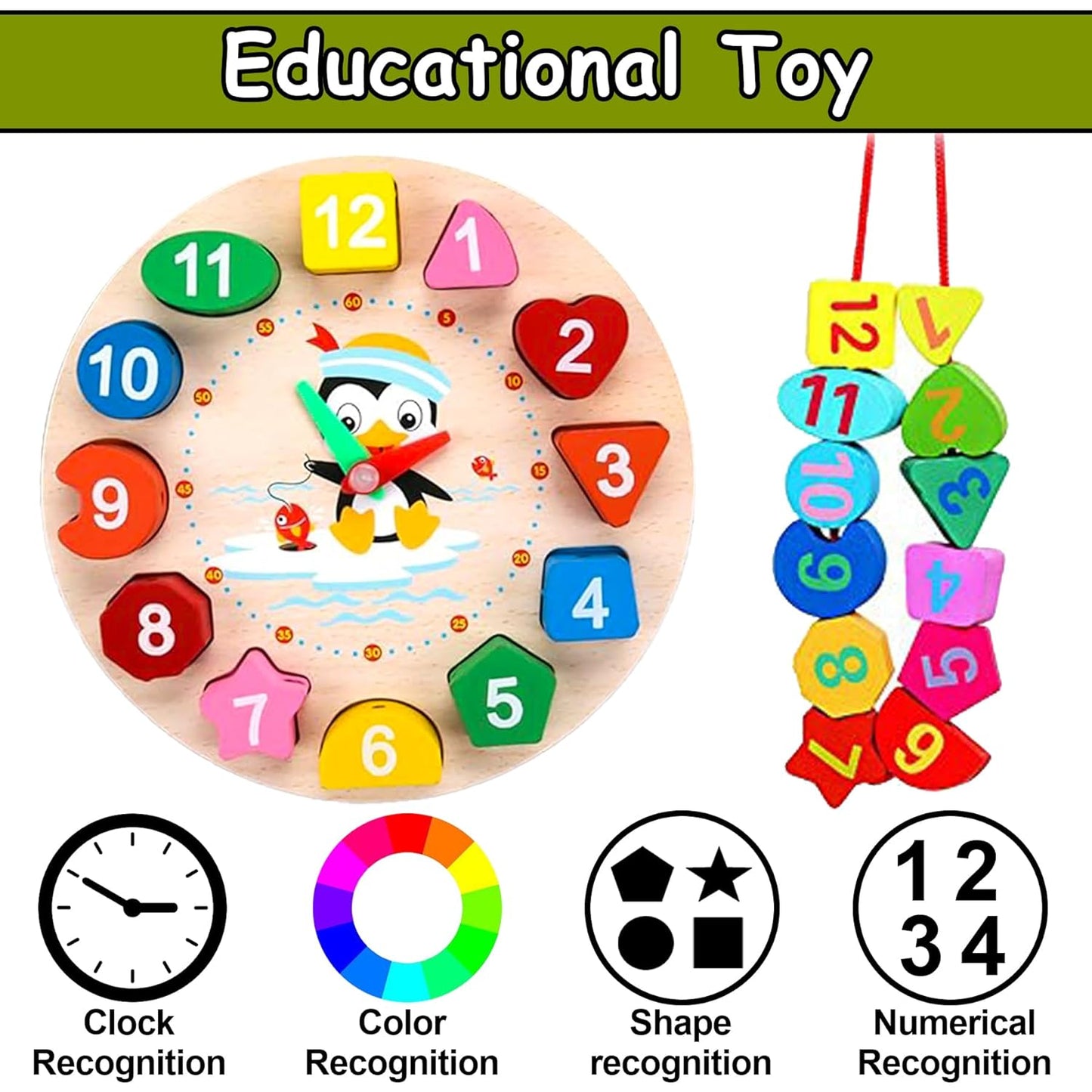 TimeTrek – Montessori Wooden Learning Clock for Kids