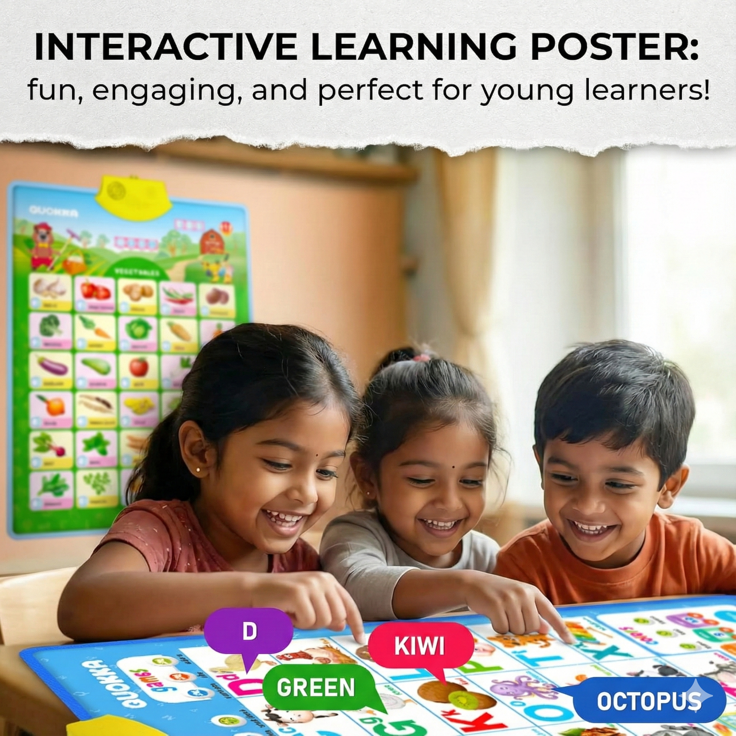 Smart Talking ABCD & 123s & Music Wall Poster For Kids Learning